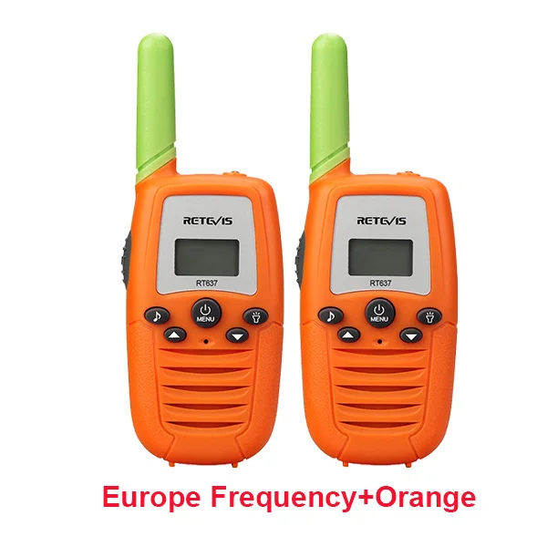 Orange EU Frequency 2 шт. Retevis RT637/RT37 Мини Портативная рация детская радио удобная 2 способ радио PMR446 PMR FRS фонарик подарок на день рождения Рождественский подарок - Color: Orange EU Frequency