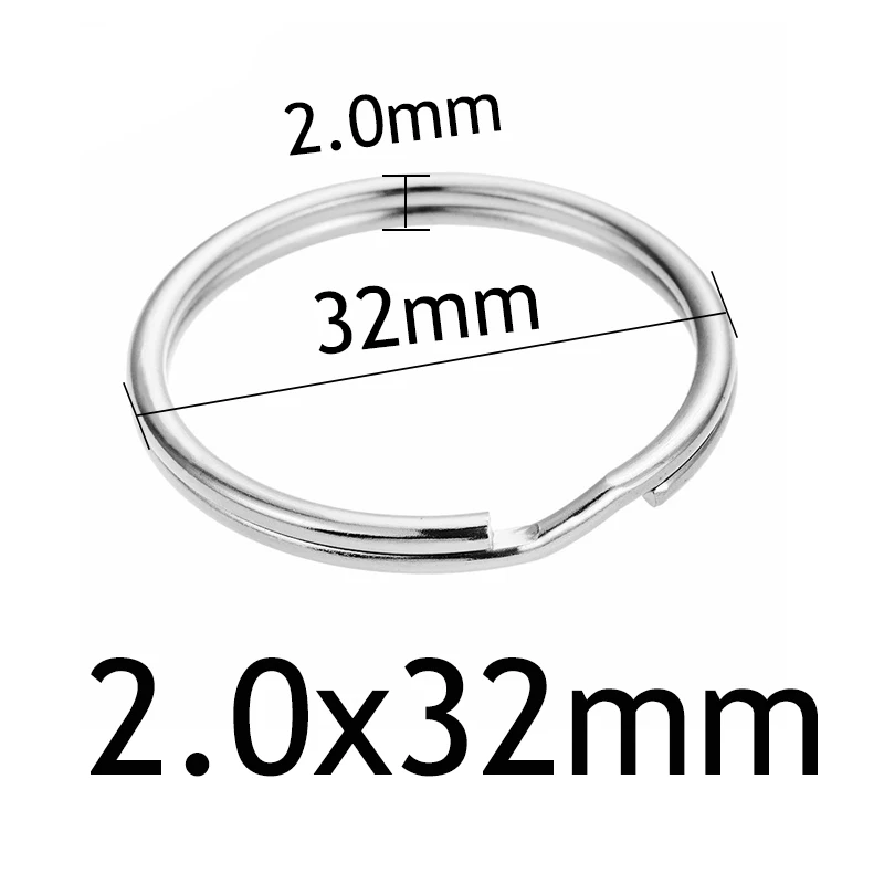 arc 2.0x32mm 10 шт./лот Нержавеющая сталь Отверстие Ключ Брелок для ключей 20/23/25/28/30/32/35 мм Для женщин Сталь круглый Разделение милый брелок подарки для Для мужчин - Цвет: arc 2.0x32mm