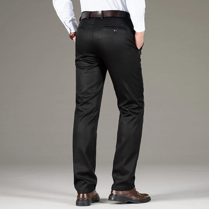 NIGRITY мужские зимние теплые фланелевые повседневные штаны деловые флисовые бархатные утепленные брюки новые Стрейчевые штаны размера плюс 28-42