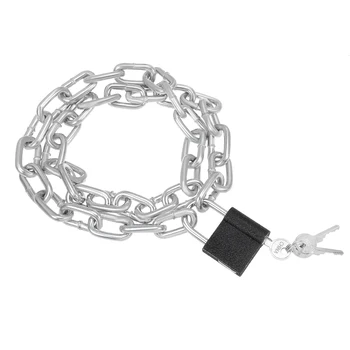 

uxcell Chain Lock with Padlock 2ft-3.6ft Long 4mm 6mm Dia Buckle Silver Zinc Plated