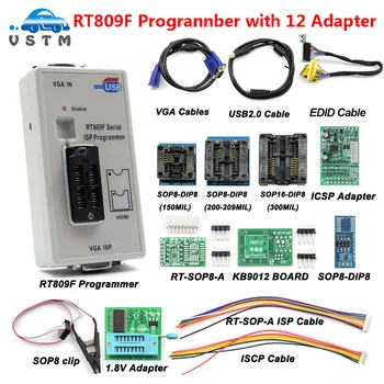 

Free Shipping RT809F Serial ISP Programmer with 11 adapters +1.8v adapter+SOP8 test clip+EDID cable Best Quality