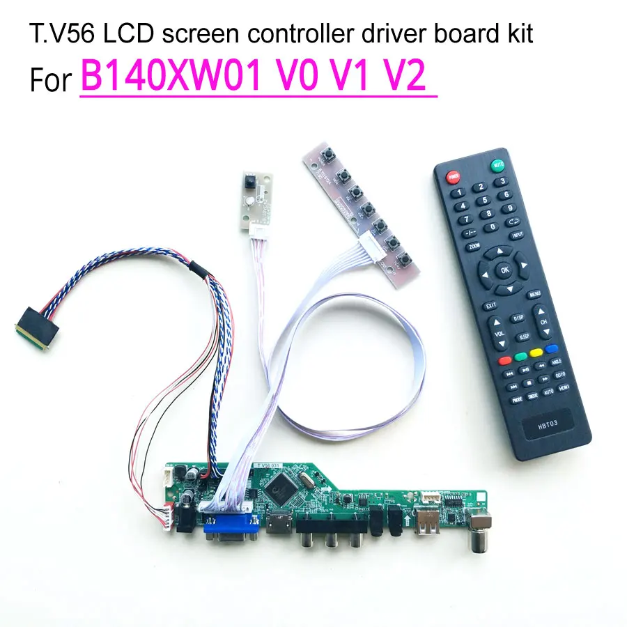 Для B140XW01 V0 V1 V2 VGA+ HDMI+ AV+ USB+ RF notebook PC 1366*768 1" LVDS 40Pin WLED T. V56 экран плата контроллера привода DIY kit