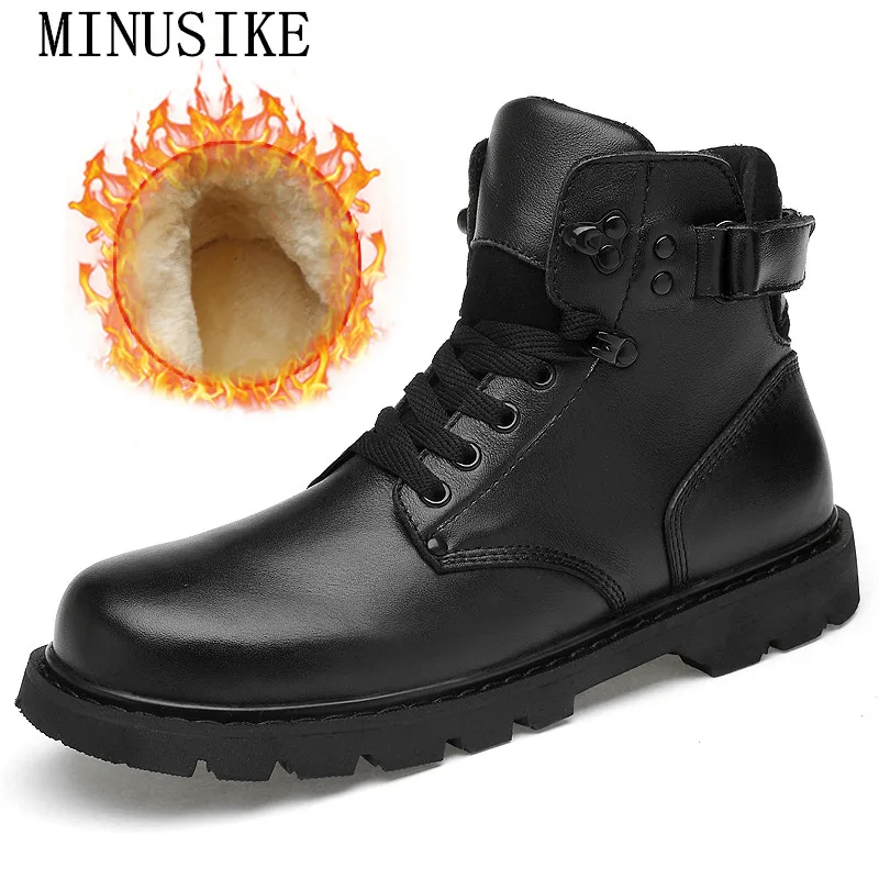 

Winter Snow Boots Men 2019 Brand Men Warm Boots Male Ankle Lace-Up Casual Botas Genuine Leather Handmade Comfy Fur Men's Boots