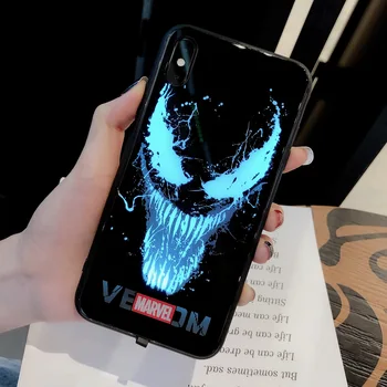 

LED flash Intelligent voice control venom for iphone11Pro Max XS Max XR iphone6S7Plus8Plus tempered glass back phone case