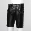 Black Latex Pants Mens Sexy Leather Middle Pants Clubwear Workout Gym Shorts PU Leather Trousers Motorcycle Pants Streetwear ► Photo 2/6