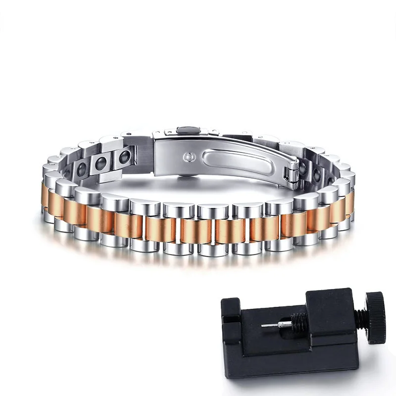 Черный гематит магнитотерапия ремешок для часов браслет для мужчин нержавеющая сталь ссылка браслеты подарок для Него ее - Окраска металла: SBRM-140WRS