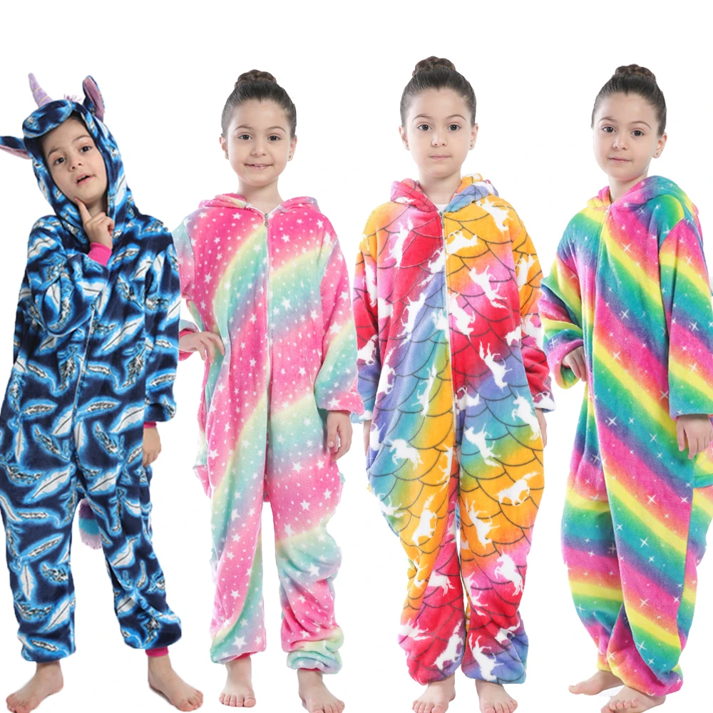 Pijama de unicornio para niñas para viñetas de animales suave y cálida ropa de dormir totalmente de franela para el hogar-LA61 Pijama de unicornio para niñas para viñetas de animales suave y cálida ropa de dormir totalmente de franela para el hogar-LA61