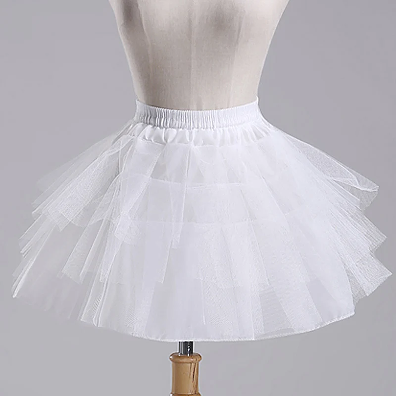 Top Quality Stock White Tulle Ballet Petticoat Ruffle Short Crinoline Bridal Petticoats Lady Girls Child Underskirt Petticoats