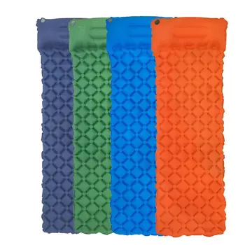 

Camping Mat Nylon TPU Sleeping Pad With Pillow Moisture-proof Air Mattress Portable Picnic BBQ Inflatable Cushion 190*56*5.5 cm