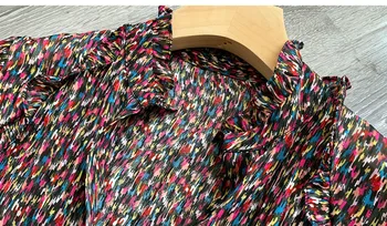 

Autumn Printed Satin Vintage V-neck Waist Pleats Midi Dress Women 2020 New Long Sleeve Single-Breasted Slim Elegant Dresses