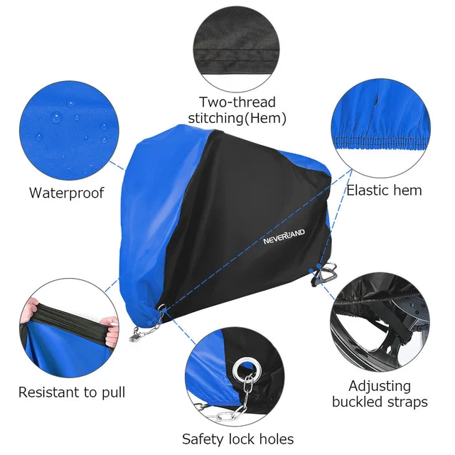 190T Black Blue Design Waterproof Motorcycle Covers Motors Dust Rain Snow UV Protector Cover Indoor Outdoor M L XL XXL XXXL D35 4