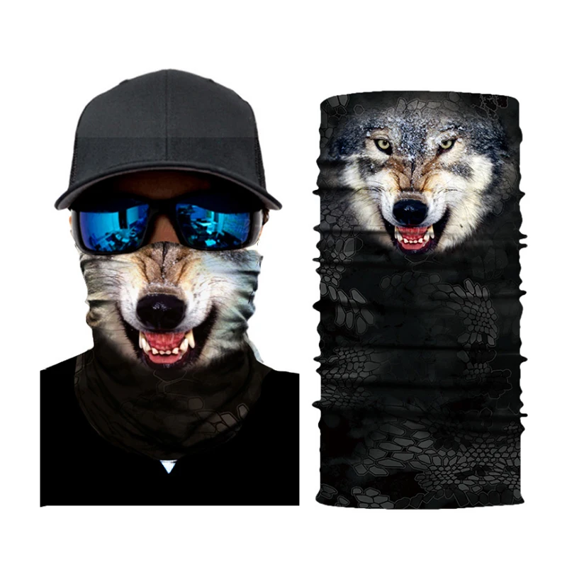 

Outdoor Polyester Multifunctional Bandana Balaclava 3D Animal Print Face Mask Bandana Custom Logo Seamless Tubular Bandana