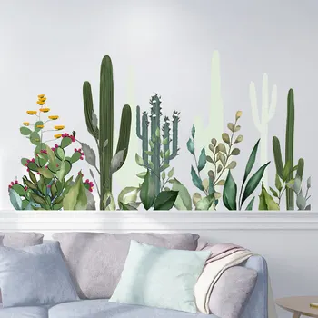 

Large Removable Wall Sticker Nordic Cactus Green Plant Wall Decal for Living Room Bedroom Wall Paper Kids Room Decoration
