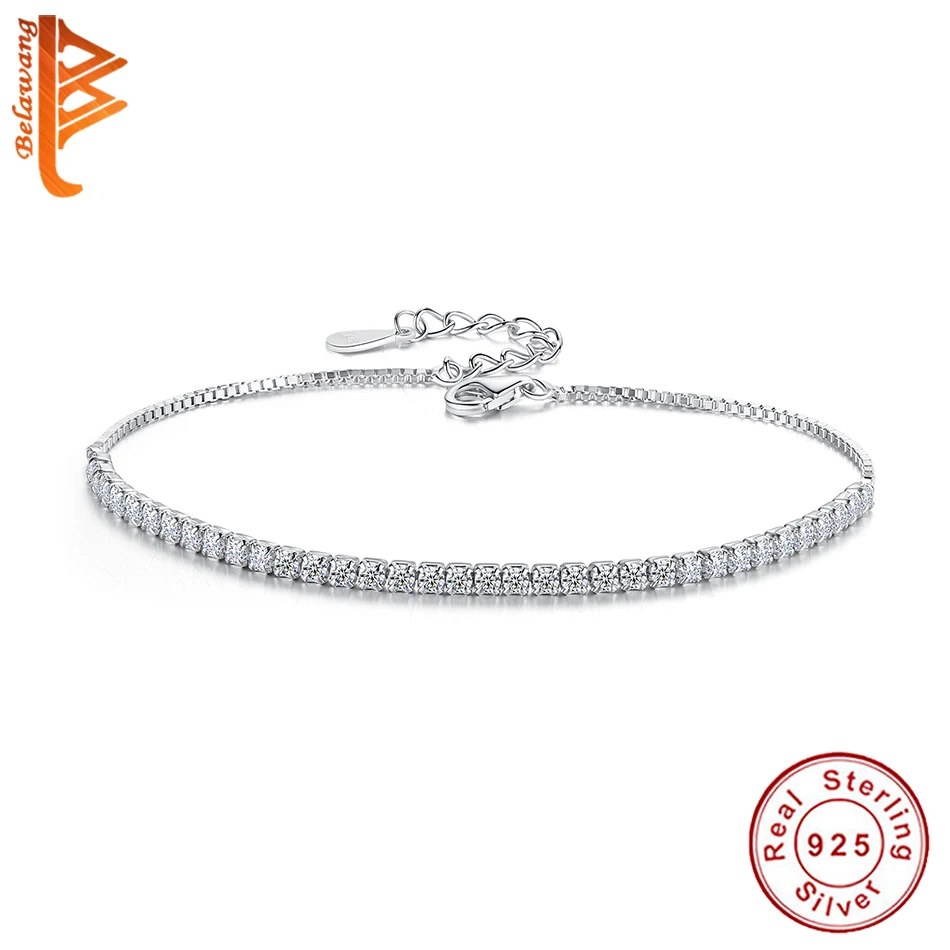 Аутентичные Новые 925 пробы серебряные теннисные браслеты с кубическим цирконием, Кристальные браслеты, браслет на цепочке для женщин, ювелирные изделия