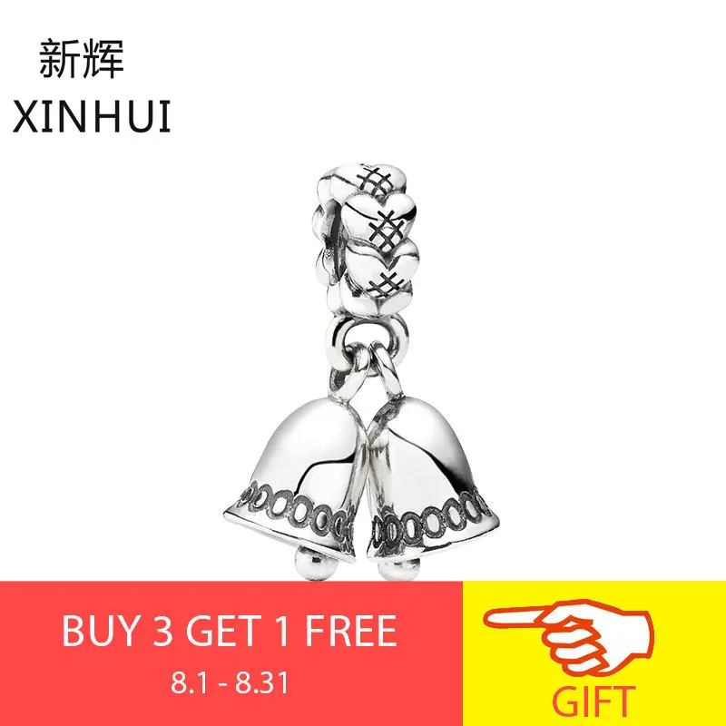 

New Authentic 925 Sterling Silver Charm Christmas Bells Dangles Beads For Originals Brand Bracelets Girls DIY Jewelry Gift's