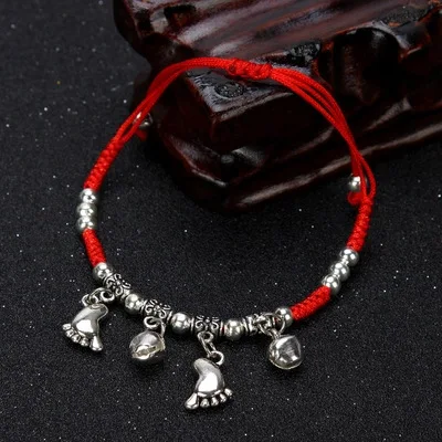 

Students Retro Bell Lucky Red String Best Friend Foot Chain Women's Korean-style Simple Anklet MORI Series Ankle Ring Couples Ac