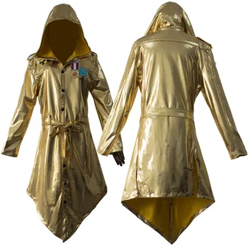 

Gold Loose Game Adult Unisex Cloak Novelty Long Sleeve Outwear With Epaulets Gold Trench Coat Supreme Costume For Halloween