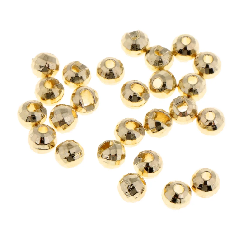 25pcs Tungsten Fly Tying Slotted Diamond Faceted Beads Fishing Lures Nymph Head Beads 3mm