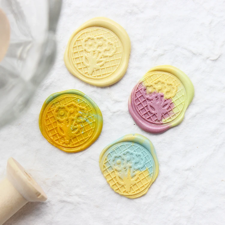  moodtape wood wax flower circle cake seal stamp for DIY Gift / Invitation album Decorative stamp ma - 4000169705124