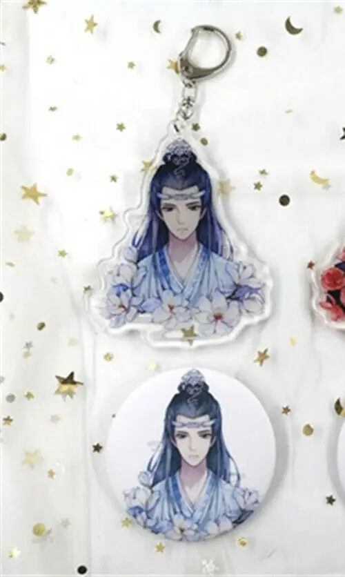 wang keychain Badge Грандмастер демонического культивирования Untamed Wuxian Wangji Xiaozhan брелок значок Косплей Подарки - Цвет: wang keychain Badge
