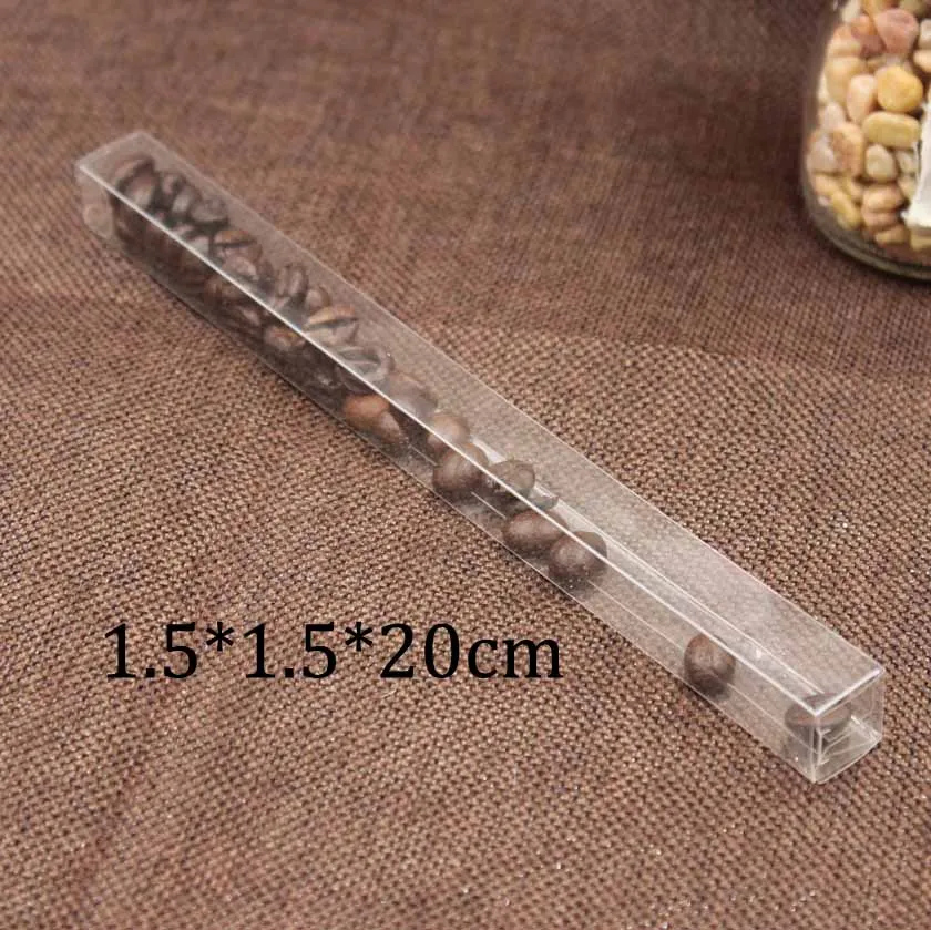 

30pcs/lot 1.5*1.5*20cm hot plastic packing boxes small clear transparent boxes for chocolates display pvc gift packaging box