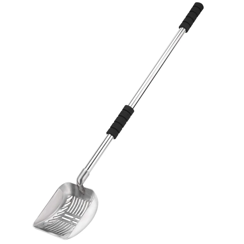 

Hot Metal Cat Litter Scoop With Deep Shovel And Long Handle Detachable Stainless Steel Non-Stick Cat Litter Sifter With Foam Pad