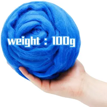 

KAOBUY -Blue 3.53oz Wool Roving Yarn, 100% Pure Wool, Spinning Wool Roving For Needle Felting Wet Felting DIY