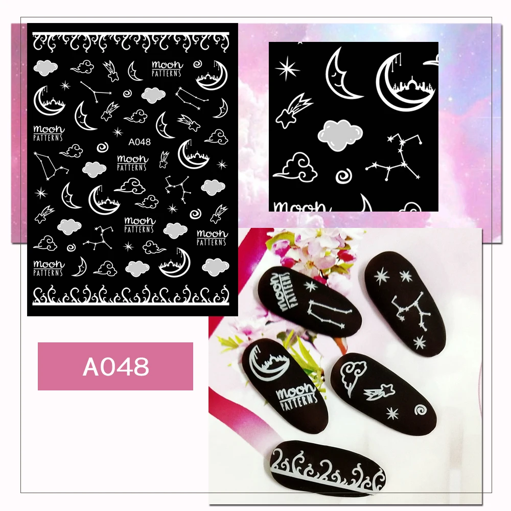 A048white 3D Белый Рождественский дизайн наклейки для ногтей - Цвет: A048white