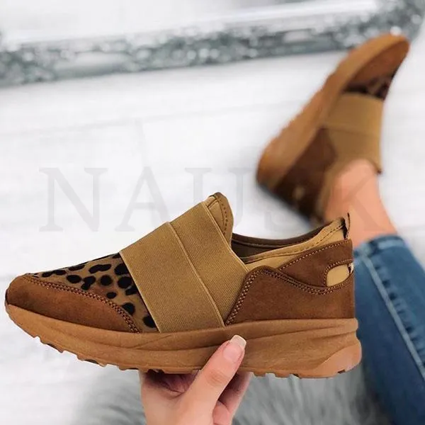 

Brand Sneakers Women Breathable Shoes New Design 2020 Casual Platform Wedge Fashion Sneaker With Leopard Flat Shoes 35-43