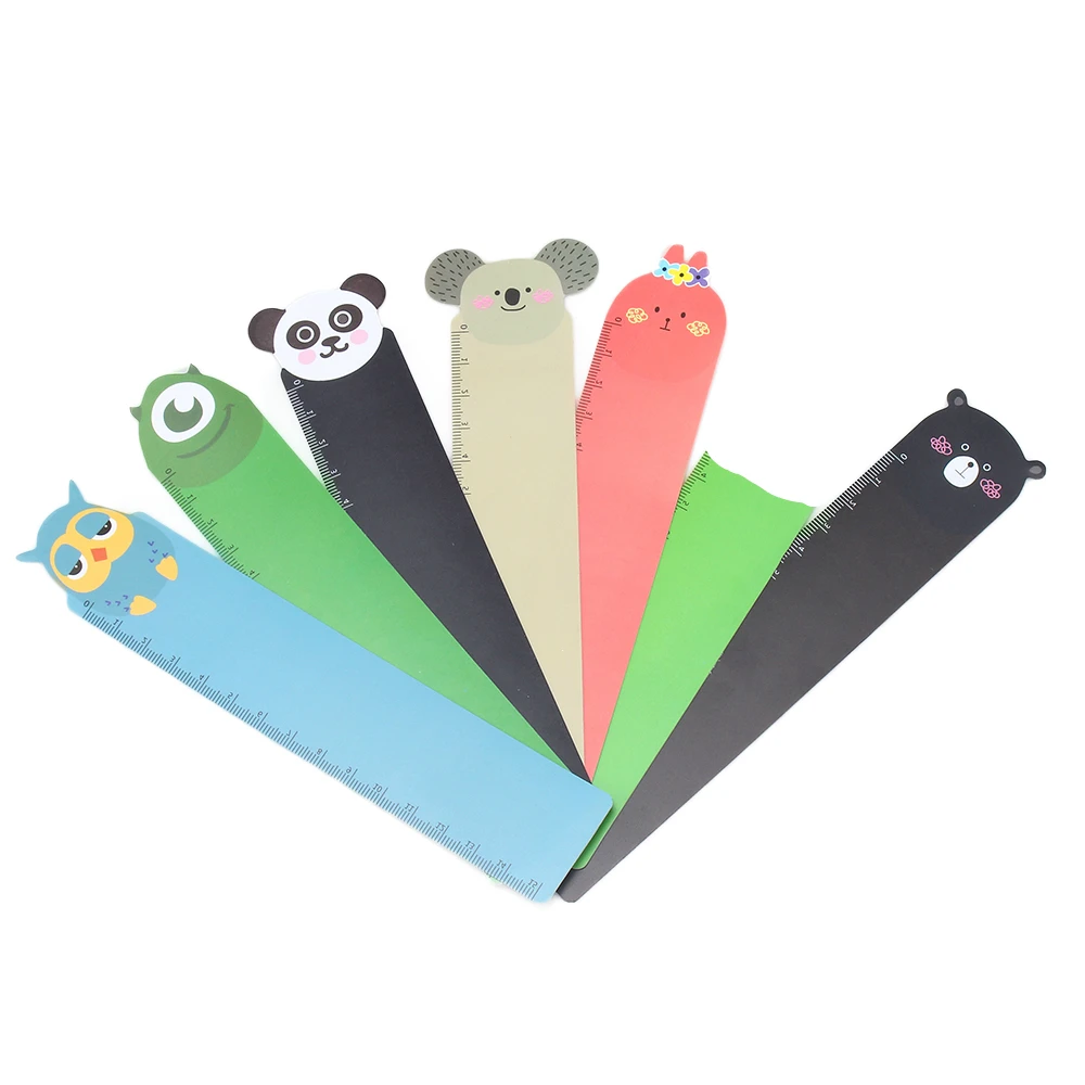 Ellen Brook-regla recta de plástico Kawaii, herramientas de papelería, animales lindos dibujos animados, dibujo, regalo, suministros escolares coreanos, oficina, 1 Uds.