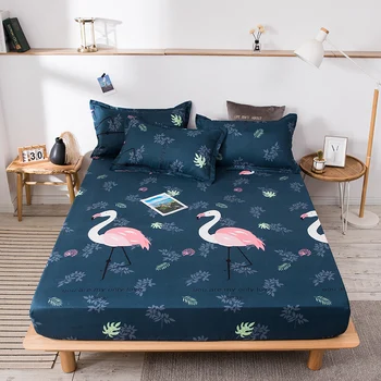 

Bed Linen and Pillowcase Elastic Fitted Sheet Home Bed Sheet Double King Full Twin Size Mattress Cover Support Custom Any Size