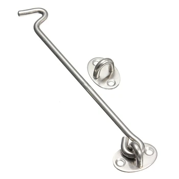 

Stainless Steel Cabin Hook And Eye Latch Lock Shed Gate Door Catch Silent Holder Size:8inch