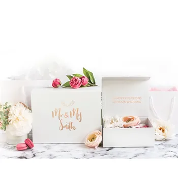 

personalized Wedding Gift Box with Name white Custom Gift Box with Lid rose gold Engagement Gift Box Couple gift box