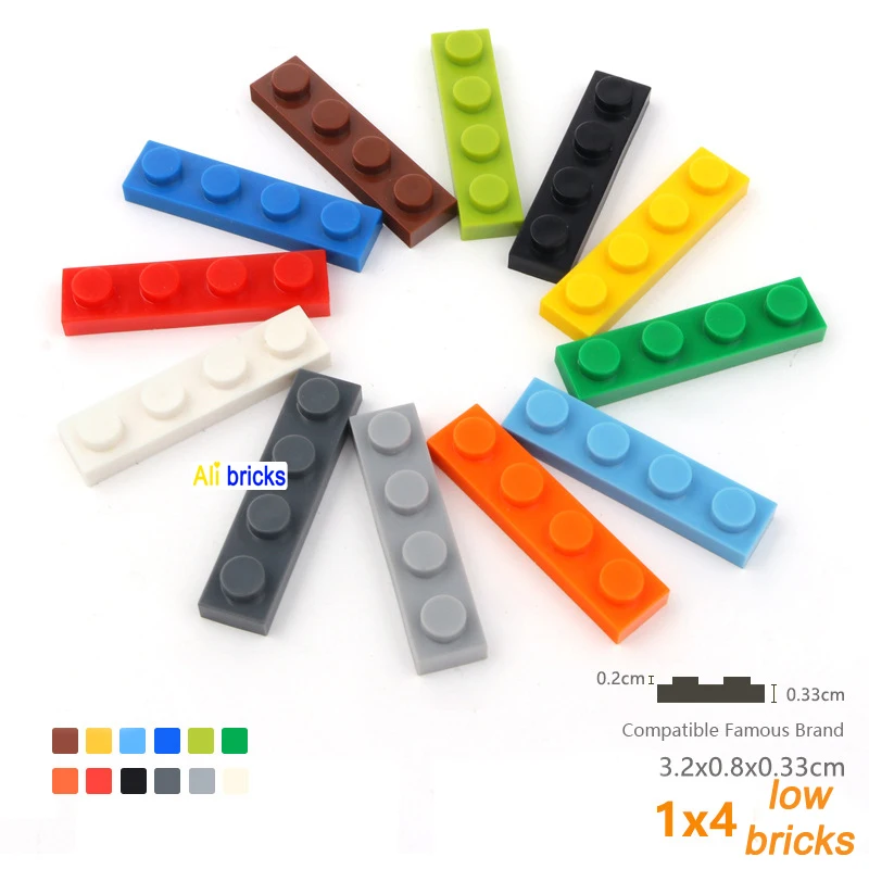 

120pcs DIY Building Blocks Thin Figures Bricks 1x4 Dots Educational Creative Size Compatible With 3710 Plastic Toys for Children