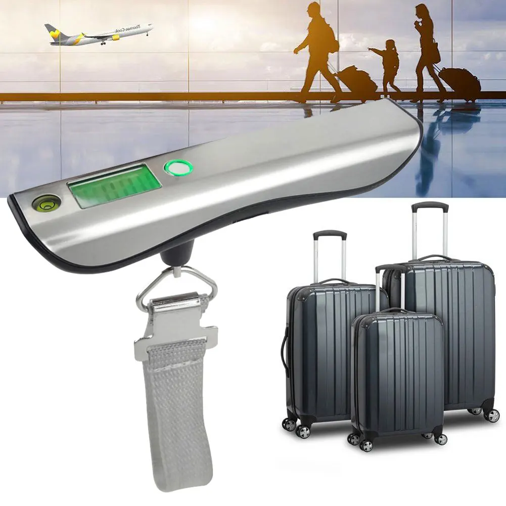 Weight Hanging 50kg Luggage Scale Travel Steelyard Suitcase Handheld With Ruler Portable Digital Electronic Belt LCD Display