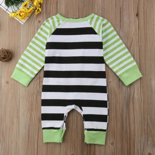 0-18M Halloween Newborn Baby Girl Boy Rompers Long Sleeve Cartoon Pumpkin Striped Jumpsuit Playsuit Autumn Baby Costumes