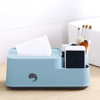 

Desktop Storage Basket Storage Box Tissue Box Multi-purpose for Home and Office Storage with 2 Compartments