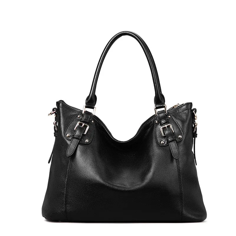 

Large capacity cowhide handbag soft totes bags with strap for women