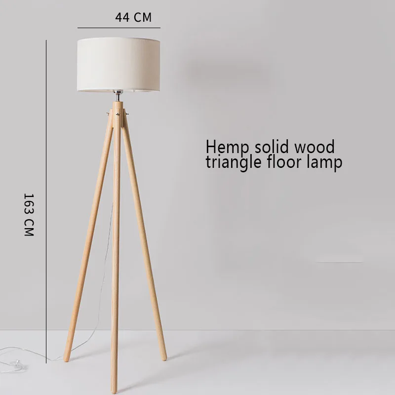 Nordic Wood fabric LED Floor Lamps For Living Room Triangle Floor Lights Lighting Bedroom Study Home Decor Standing Lamp