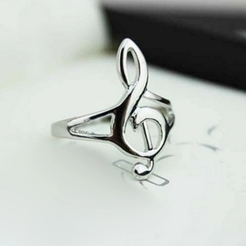 1Pc Fashion Cute Silver Color Musical Music Note Ring Treble Clef Ring Jewelry Gift 3