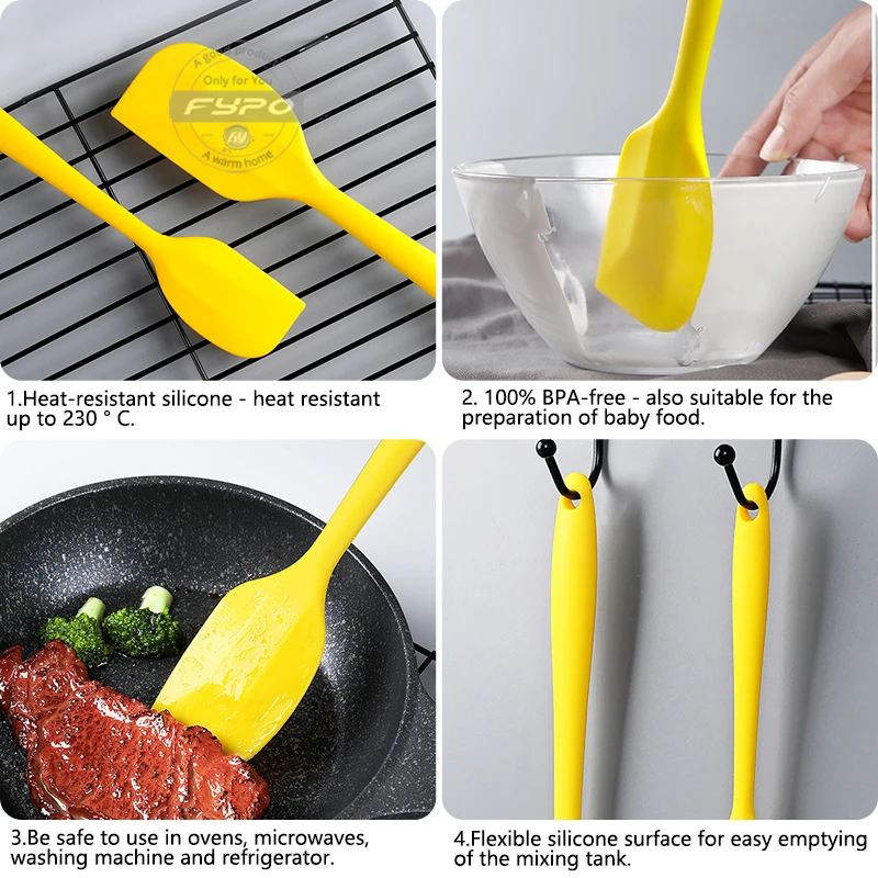 3pcs/set Silicone Turner Spatula Set Heat-Resistant Flexible Rubber Spatulas  Food Grade Stainless Steel - AliExpress