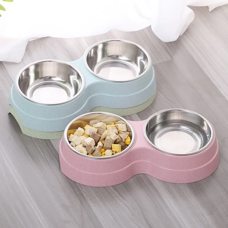 

Pets Drinking Stainless Steel Double Bowl PP Double Bowls Food Anti Ants Water Dog Bowl Cat Feeder Cat Pet Bowl