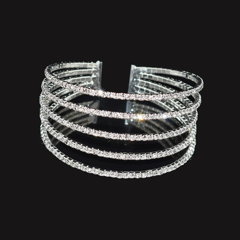 Bangle Bracelet Crystal Bracelets Elegant Lady Crystal Open Bracelets & Bangles Gold Silver Plated Bracelet Rhinestones for Women Bling Wedding Party Jewelry Gift