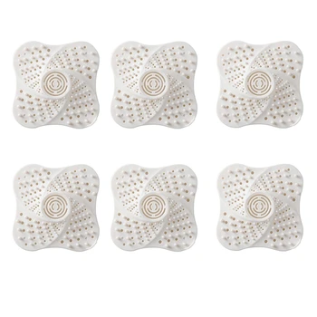 

WSFS Hot Shower Drain Hair Trap with Stickers, Hair Catcher Shower Drain, Silicone Drain Hair Catcher (6 PACK, White)