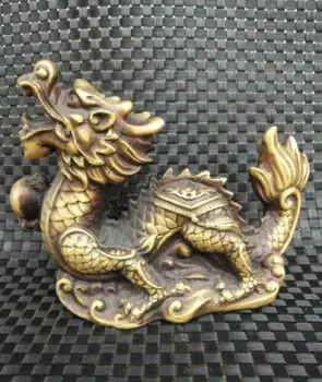 

Chinese Old brass Hand-Carved Zodiac dragon craft statue
