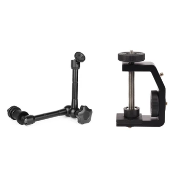 

ic Arm 11 Inch Articulating Arm ic Friction & Aluminum Clip UNC1/4 Inch Screw Universal C Stand Clamp
