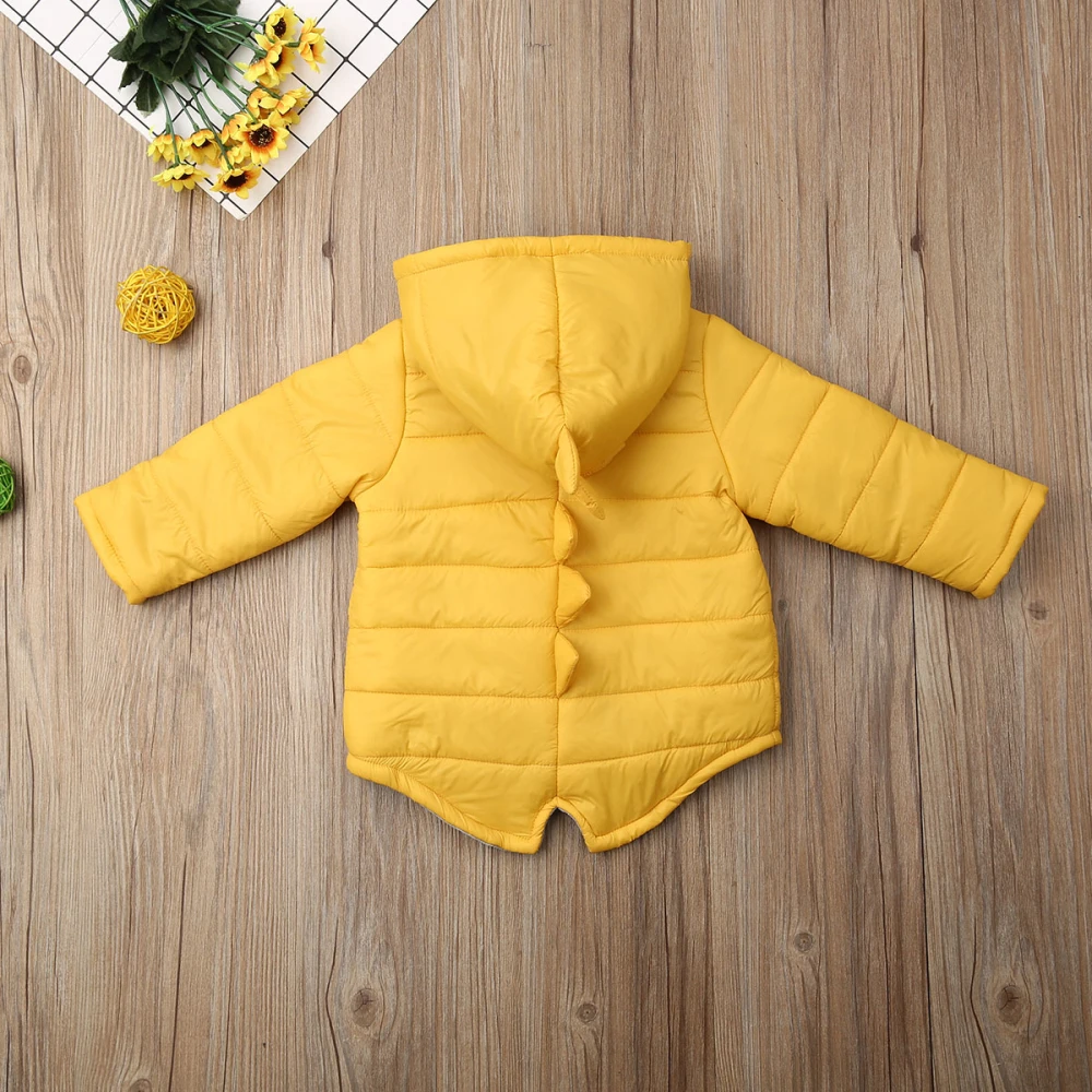 Kids Baby Girl Boy Clothes Padded Winter Coat Hoodie Dinosaur Jacket Top Warm Outwear