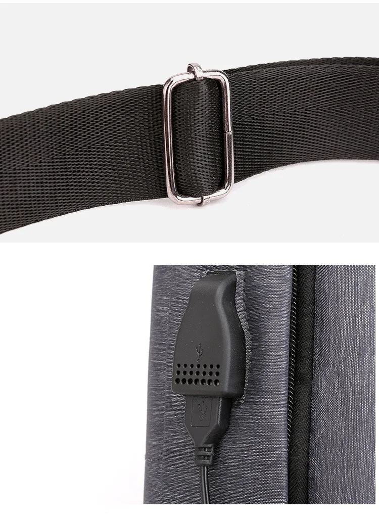 Многофункциональные модные мужские сумки через плечо, зарядка через usb, нагрудный пакет, короткая походная Сумка-мессенджеры, водоотталкивающая сумка на плечо, LI-2548