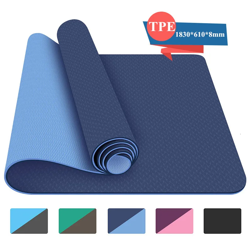 Коврики для фитнеса из ТПЭ 8 мм толстые Нескользящие коврики упражнений