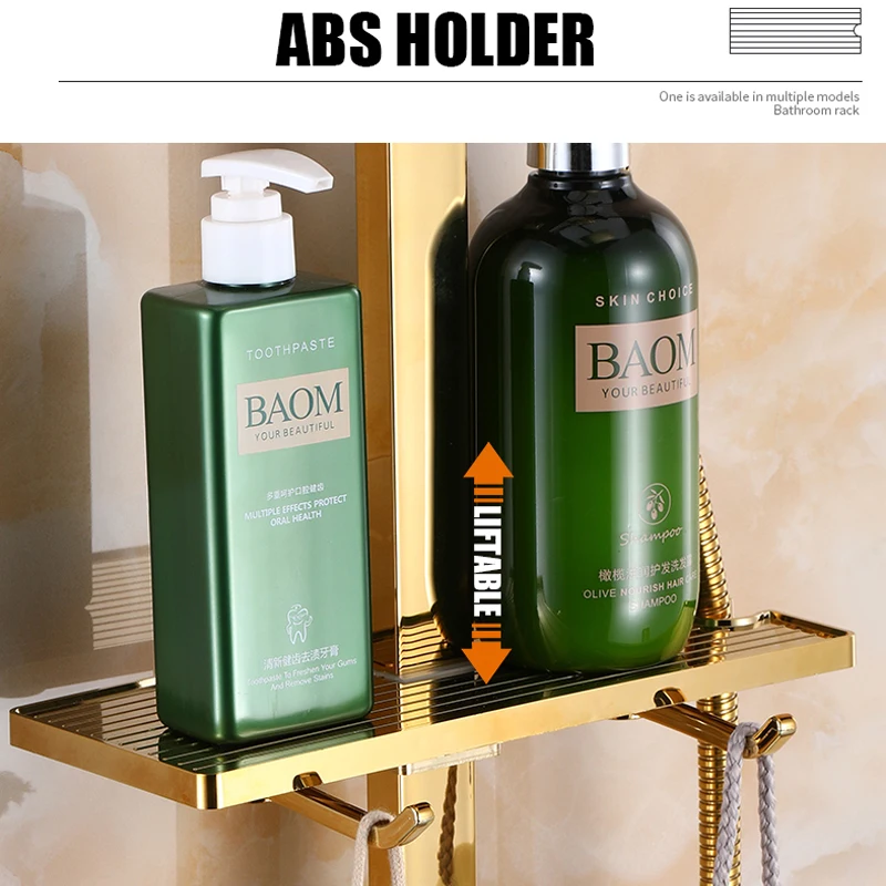 Gold Shower Set Bathroom Thermostatic Digital Shower System Wall Mount Hot Cold Mixer Smart Bath Faucet Square Head SPA Rain Tap